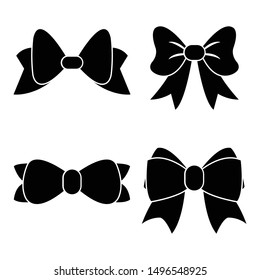 Vector sillouettes,Set of graphical decorative bows, flat design isolated on white background,bow  for business and design. Design elements