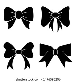 Vector sillouettes,Set of graphical decorative bows, flat design isolated on white background,bow  for business and design. Design elements