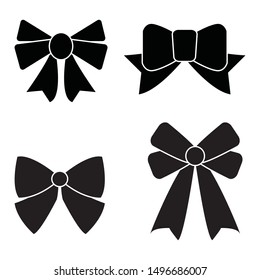 Vector sillouettes,Set of graphical decorative bows, flat design isolated on white background,bow  for business and design. Design elements