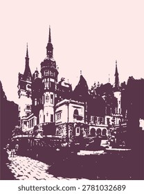 vector siluet castel monocrome color