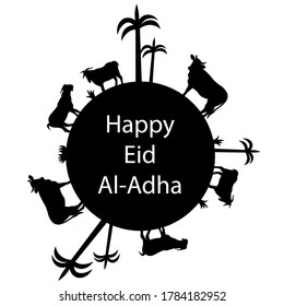 Vector siluet greeting card for Eid Al Adha Mubarak - Muslim celebration