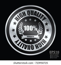 Vector : Silver 100% Guarantee High Quality with Wheat Laurel Wreath Ribbon Sticker Icon 
