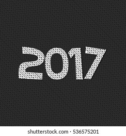 Vector silver 2017 Happy New Year on black background 

