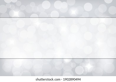 Vector silver abstract bokeh snowfall. Winter Christmas holiday background with glitter and glitter.