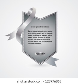 Vector silver advertising element with ribbon