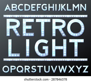 vector silver  alphabet with bulb lamps vector