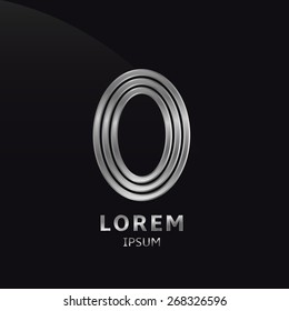 Vector silver alphabet. Letter O, symbol for your company