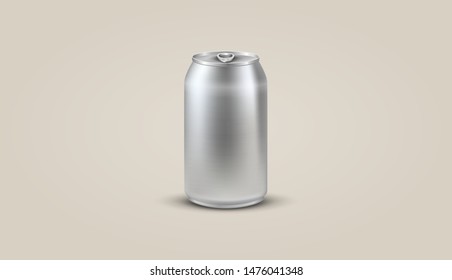 Vector silver aluminum can. Beer Can illustration. Realistic 3D Icon. Drink container.
