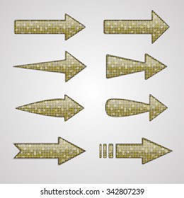 Vector silver arrows with elements of sequins. Abstract arrows. Direction.