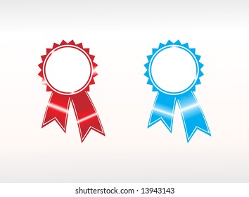 vector silver award ribbons red and blue, illustration