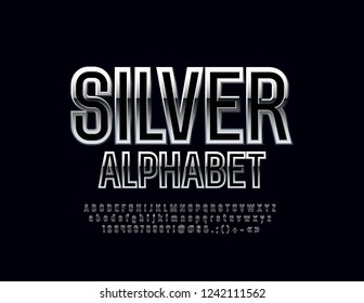 Plata vectorial y fuente negra. Letras De Alfabeto De Lujo.