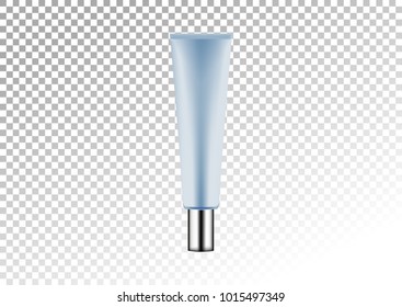 Vector silver and blue package for cosmetic products, concealer, 
aquafluide for the eyes, cream. Realistic plastic container. Mock up vector illustration isolated on white-transparent background.