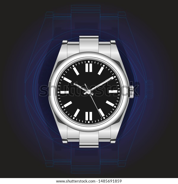 Vector Silver Brand Watch Illustration Stock Vector Royalty Free