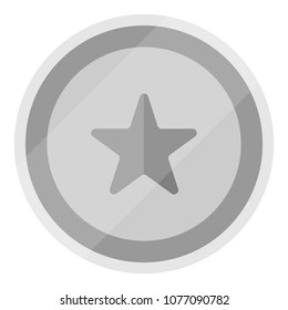 Vector silver coin with star isolated on white backround. Game, app design