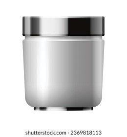 Diseño de embalaje blanco para el envase de crema de crema de crema cosmética de plata vectorial.