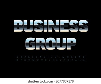 Vector Silver Emblem Business Group. Modern Metallic Font. Artistic Alphabet Letters and Numbers set
