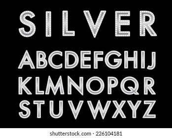 Vector Silver Font With Bulbs.