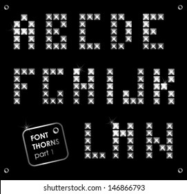 Vector silver font with stud / can be used banners, invitation, congratulation or website layout vector/ silver metal stud