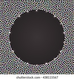 Vector silver frame of sequin, rhinestone, glitter, shiny decorative background, border, lustre, brilliance