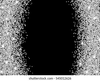 Vector silver glitter confetti pattern on white background. Shine premium wallpaper for vip greeting card.