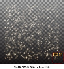 Vector Silver glitter illustration. Silver star dust trail sparkling particles isolated on transparent background. Universe concept