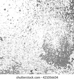 Vector silver glitter paint splash, splatter, and blob shiny on white background. Glowing spray stains placer abstract background, vector illustration.