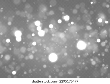 Fondo de brillo brillante plateado vectorial. La llamarada del concepto navideño chispa. El brillo desenfocó estrellas y chispas parpadeantes. Resumen brillando las luces de bokeh. Luz de polvo blanca png.