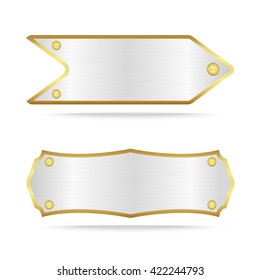 Vector silver and gold metal name plate or Silver metal label with screw.Vector illustration