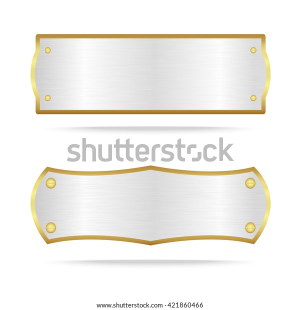 Vector Silver Gold Metal Name Plate Stock Vector (Royalty Free) 421860466