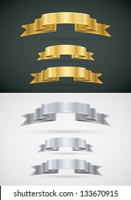 Colección de pancartas de oro y plata vectorial.