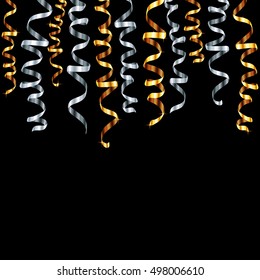 Vector silver and gold serpentine isolated on black background