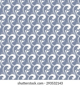 Vector Silver Gray Abstract Waves Swirls Seamless Pattern