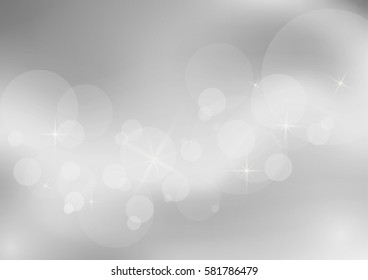 vector silver gray background with shiny effect and white bokeh.