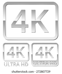Vector silver gray metal Ultra HD 4K icons  set
