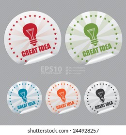 Vector : Silver Great Idea Sticker, Icon or Label