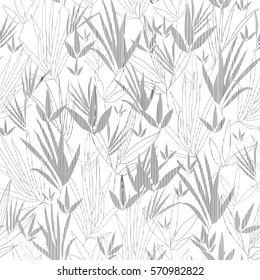 Vector Silver Grey Asian bamboo Kimono Seamless Pattern Background. Great for elegant gray texture fabric, cards, wedding invitations, wallpaper.
