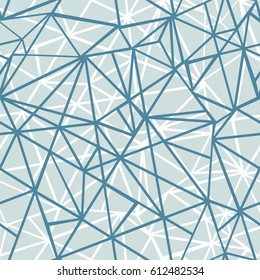 Vector Silver Grey Blue Wire Geometric Mosaic Triangles Repeat Seamless Pattern Background. Can Be Used For Fabric, Wallpaper, Stationery, Packaging.