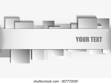 Vector : Silver labels with abstract square on white background