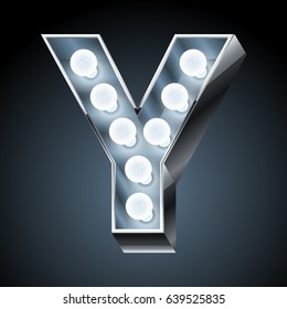 La luz plateada vectorial sube la fuente moderna. Letra Y