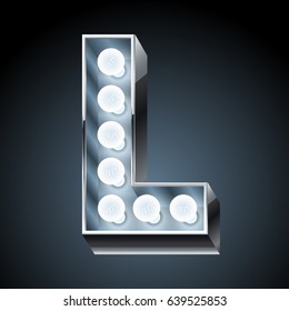 Vector silver light up modern font. Letter L