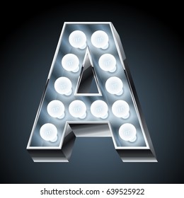 Vector silver light up modern font. Letter A