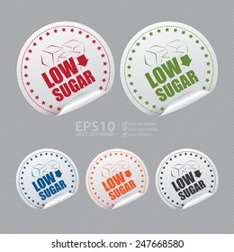 Vector : Silver Low Sugar Sticker, Icon, Badge, Sign or Label