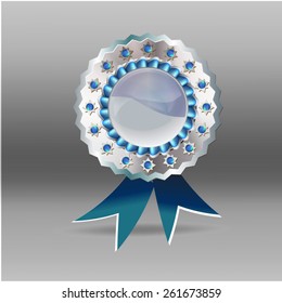 vector silver medal blue ribbon