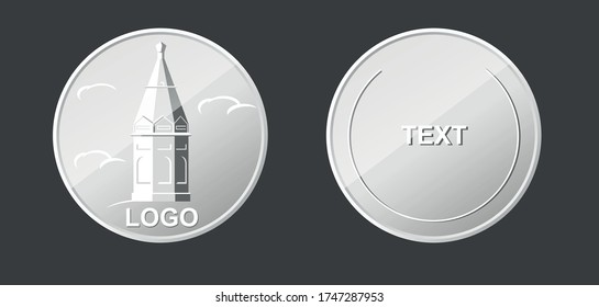 Silbermedaille, die eine Kapelle und ein Logo darstellt
