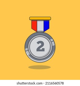 vector de una medalla de plata en fondo amarillo