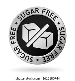 vector silver medal with symbol of sugar free
