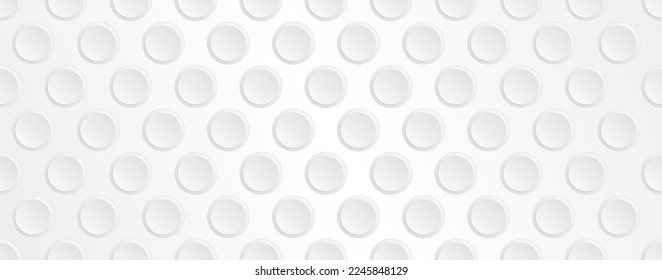 El círculo de metal plateado vectorial es un patrón sin fisuras. Tapa de repetición 3d del agujero de hierro gris. Fondo perforado de acero industrial. Superficie brillante cromada. Fondo inoxidable y punteado. Fondo del botón de platino gris
