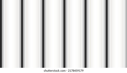 Vector Silver Metal Roof Texture. Wavy Iron Gray Wall, Isolated. Metallic Vertical Siding. House Grooved Fence. Home Zinc Panels. Galvanized Store Roof. Black And White Plastic Sheet. White Wood Desk