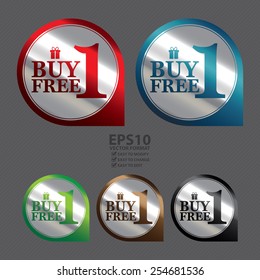 Vector : Silver Metallic Buy 1 Free 1 Icon, Label or Sticker