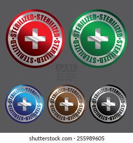 Vector : Silver Metallic Circle Sterilized Icon, Label, Banner, Tag or Sticker